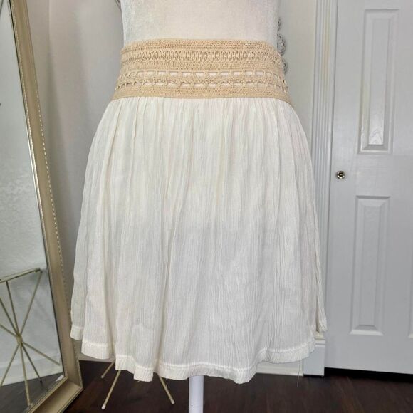 Papaya Vintage Deadstock Cream White Boho Lace Crochet Mini Skirt M - Picture 4 of 8
